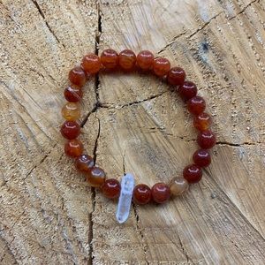 Dyed Fire Agate + Clear Quartz Bracelet
